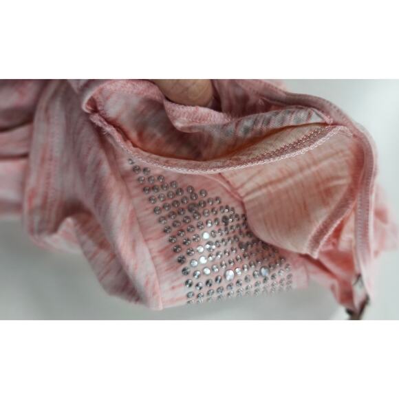 NWT Guess Peplum Top L Pink Padded Shoulders Cap Sleeve Studded Shirt punk rock - Picture 7 of 9